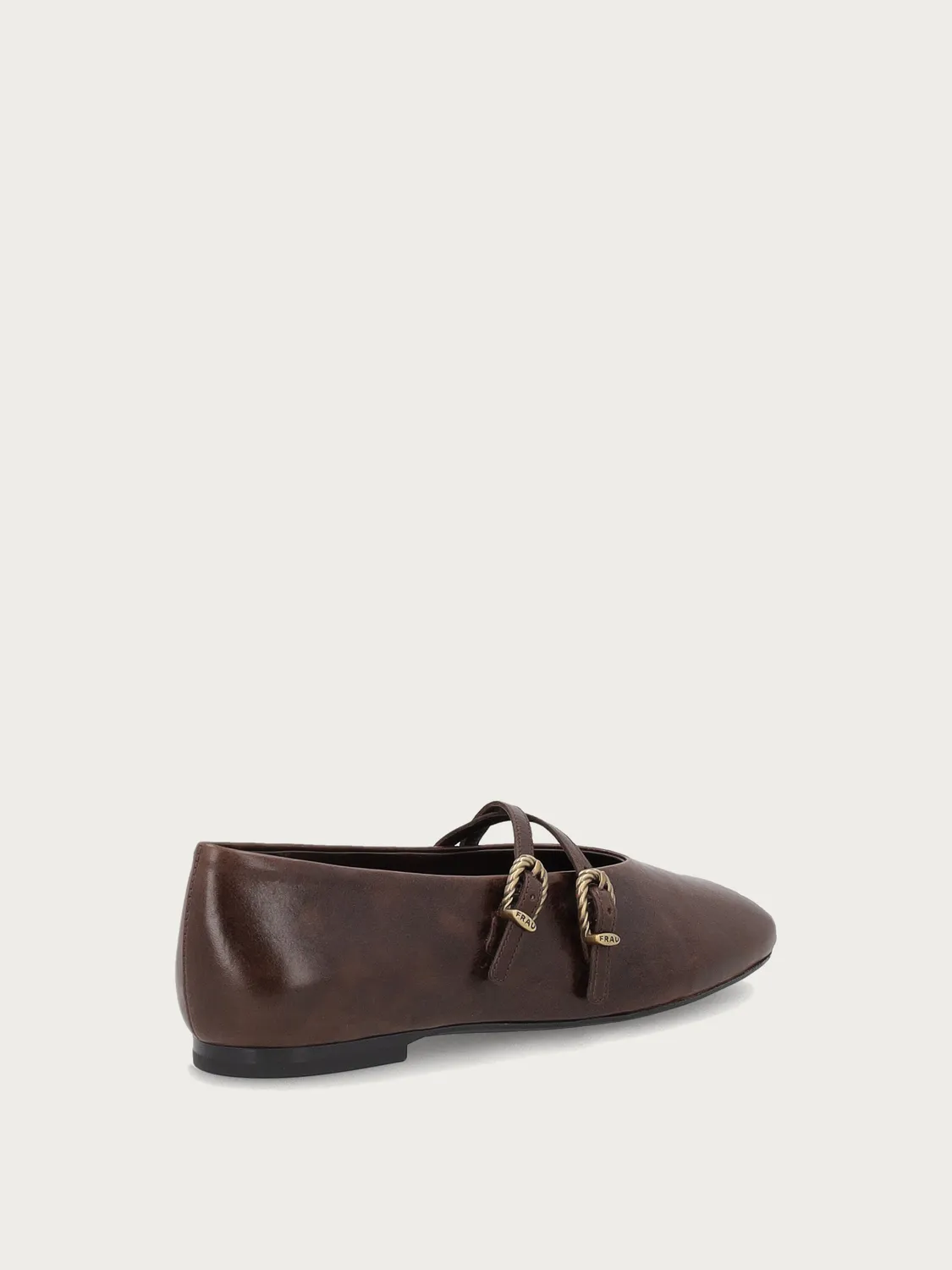 Frau Verona ballerina bruin leer dubbele riem