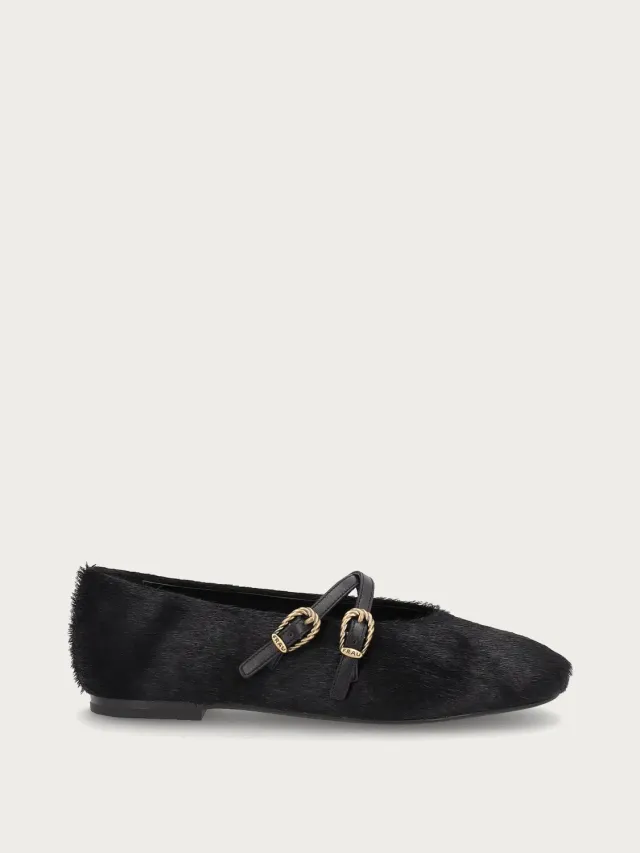 Frau Verona ballerina's zwart ponyhaar bandjes