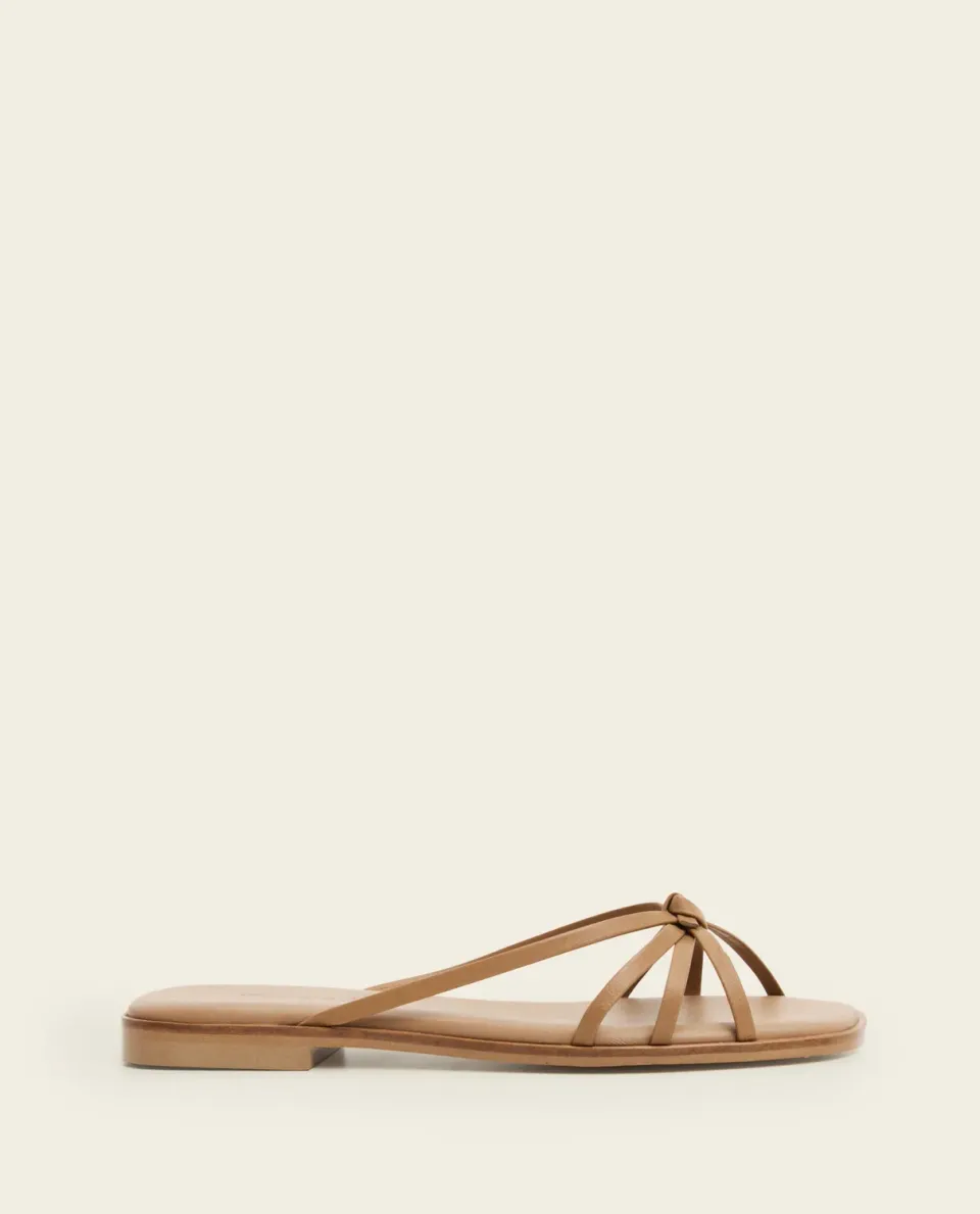 Flattered Mimosa platte sandaal cognac leer