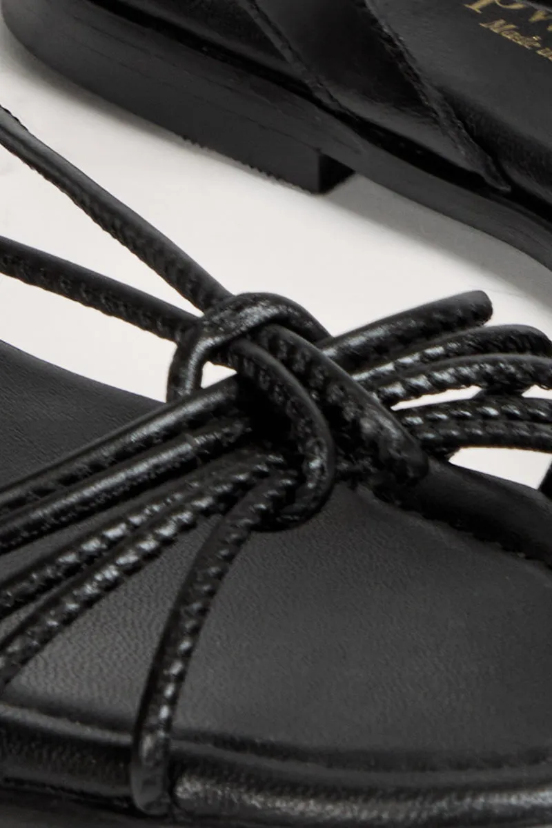 Bryan Stepwise Iris platte sandalen zwart leer