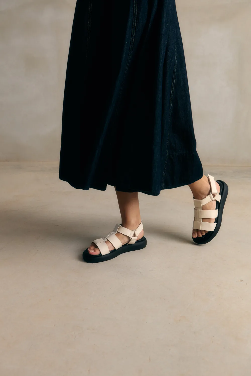 Jutelaune Selma sandalen ivoor nappa leer