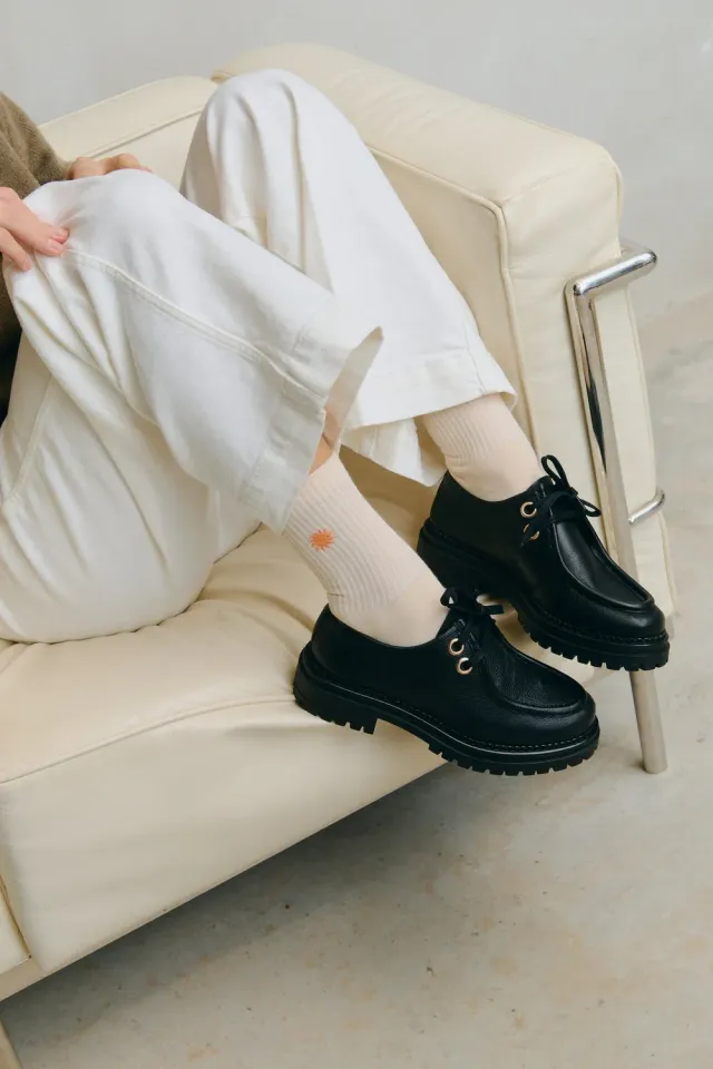 Jutelaune Pia Black chunky loafers zwart leer