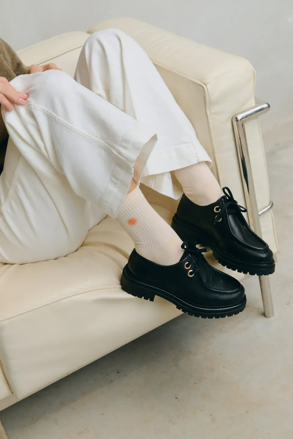 Jutelaune Pia Black chunky loafers zwart leer