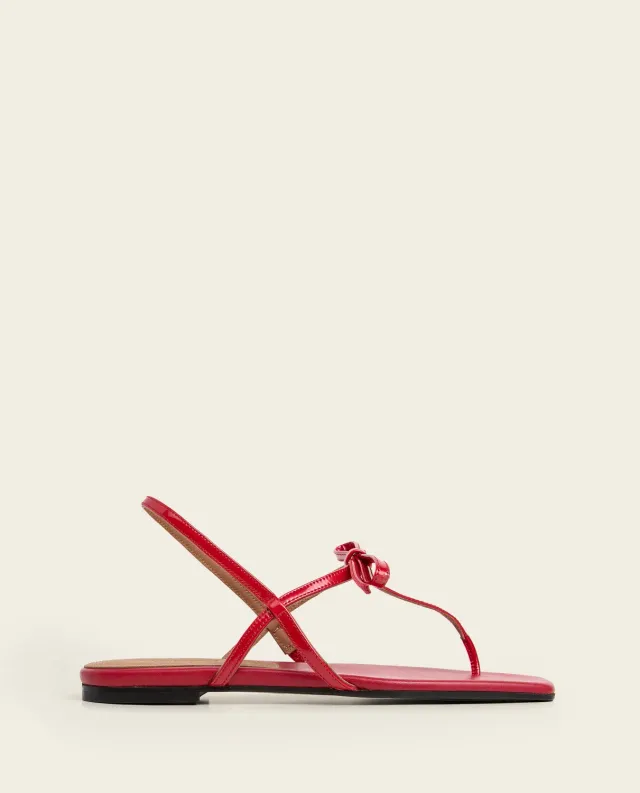 Flattered Sina sandalen cherry lakleer plat
