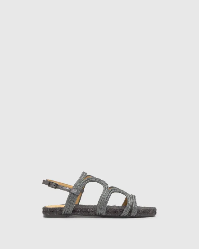 Castaner Pitra 266 platte sandaal grijs vlechtwerk