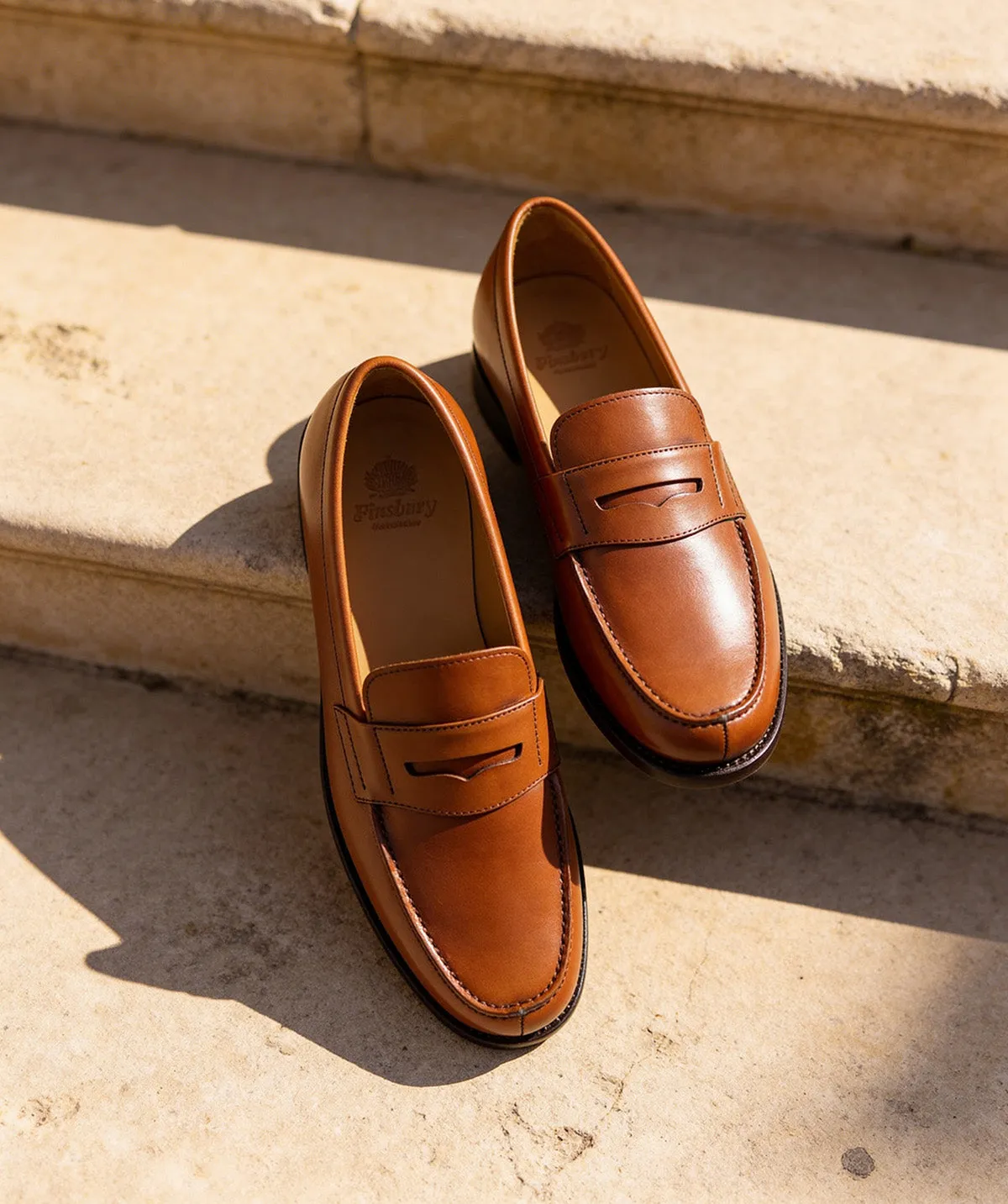 Finsbury College 1986 loafer lichtbruin goud leer