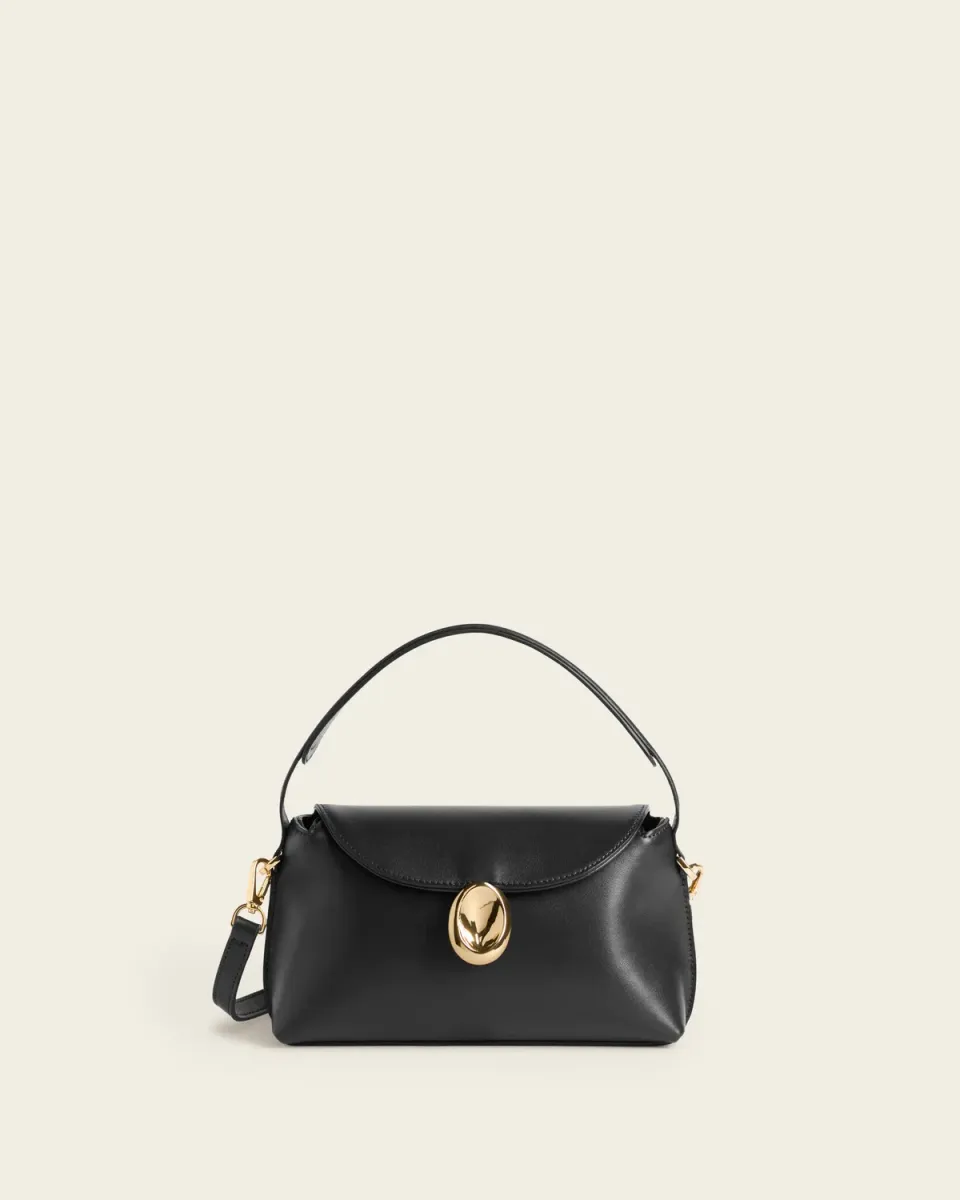 Flattered Gaia Mini Bag Black mini handtas leer