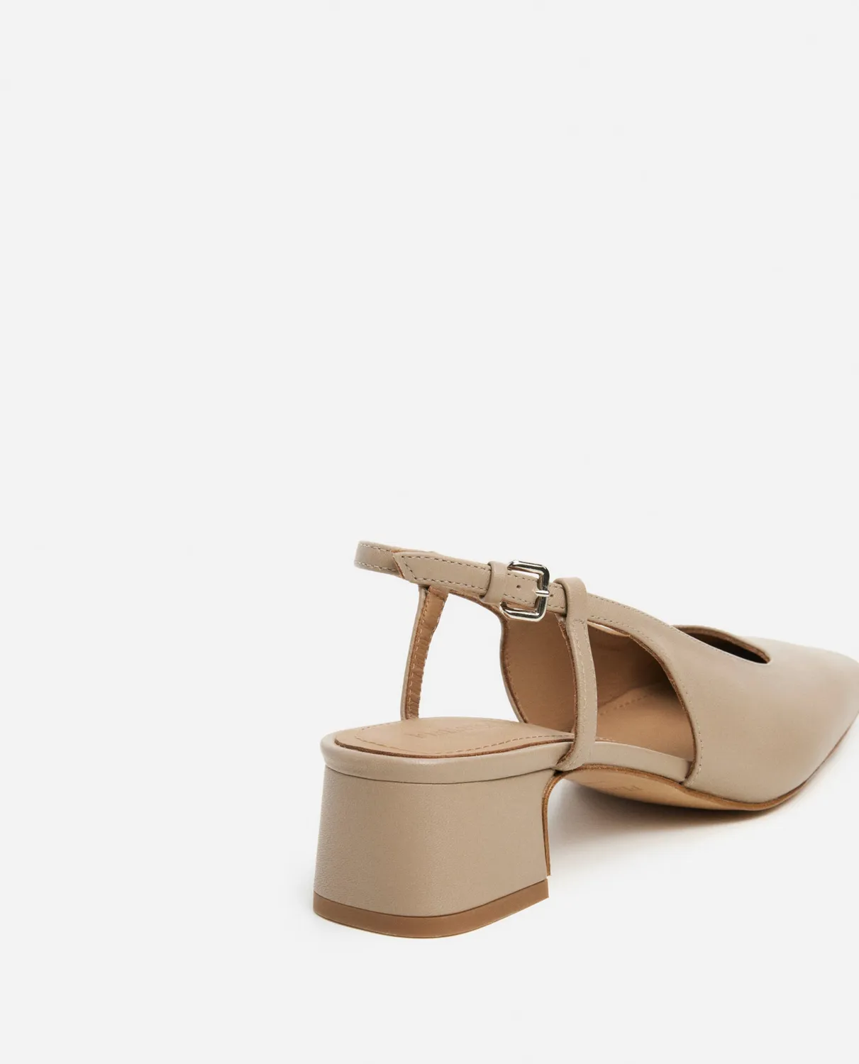 Flattered Elin slingback pumps beige leer blokhak