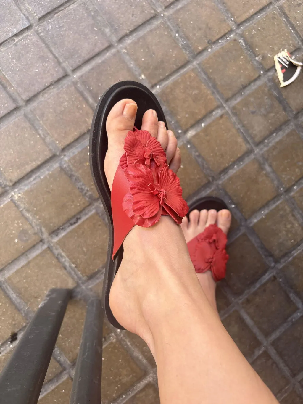 Bryan Stepwise Bari Flat Red sandalen rood leer