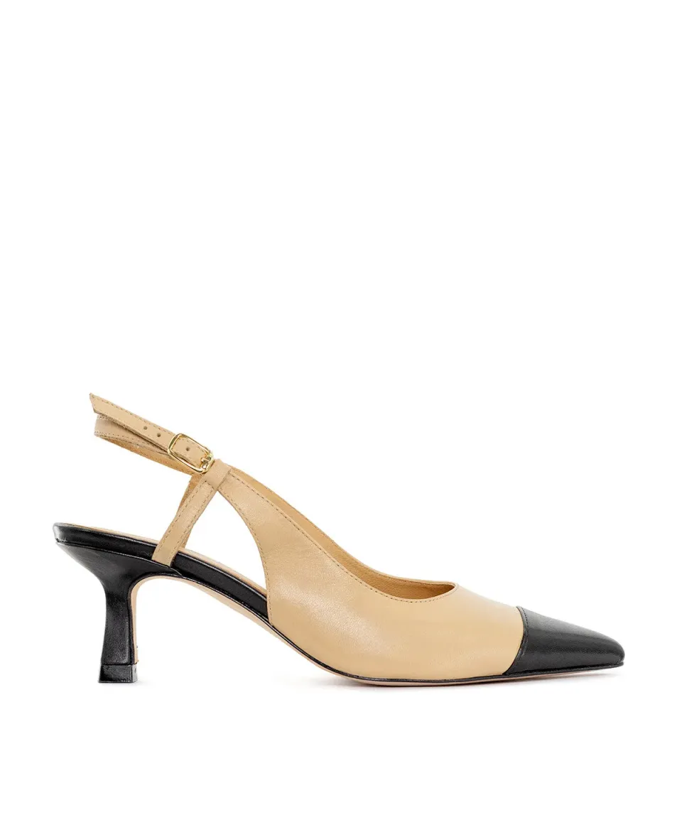 Finsbury Capri pumps beige zwart leer 5mm zool