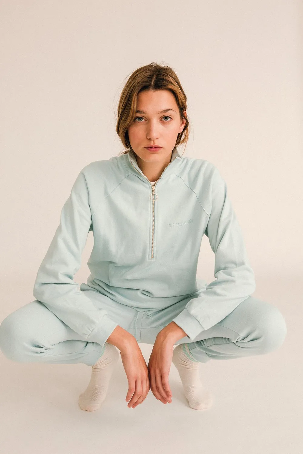 Jutelaune Baby Blue Zip sweatshirt blauw bio-katoen