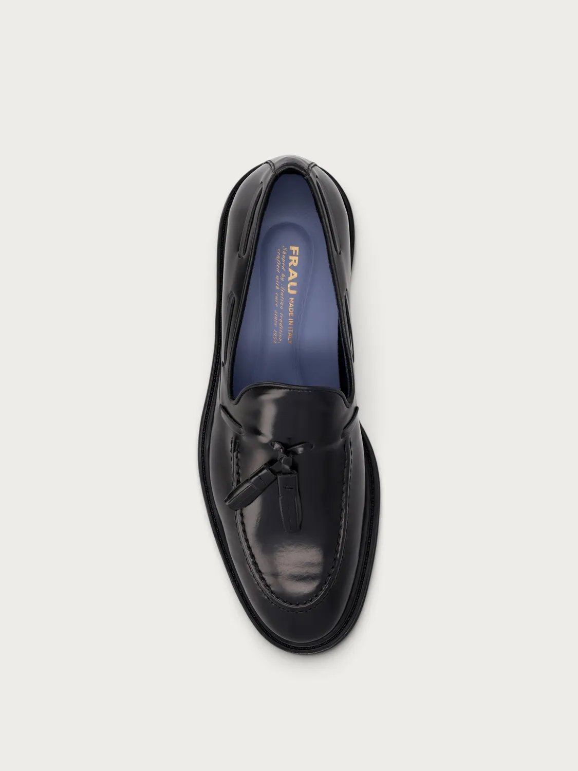 Frau Signature zwarte loafers kalfsleer kwast
