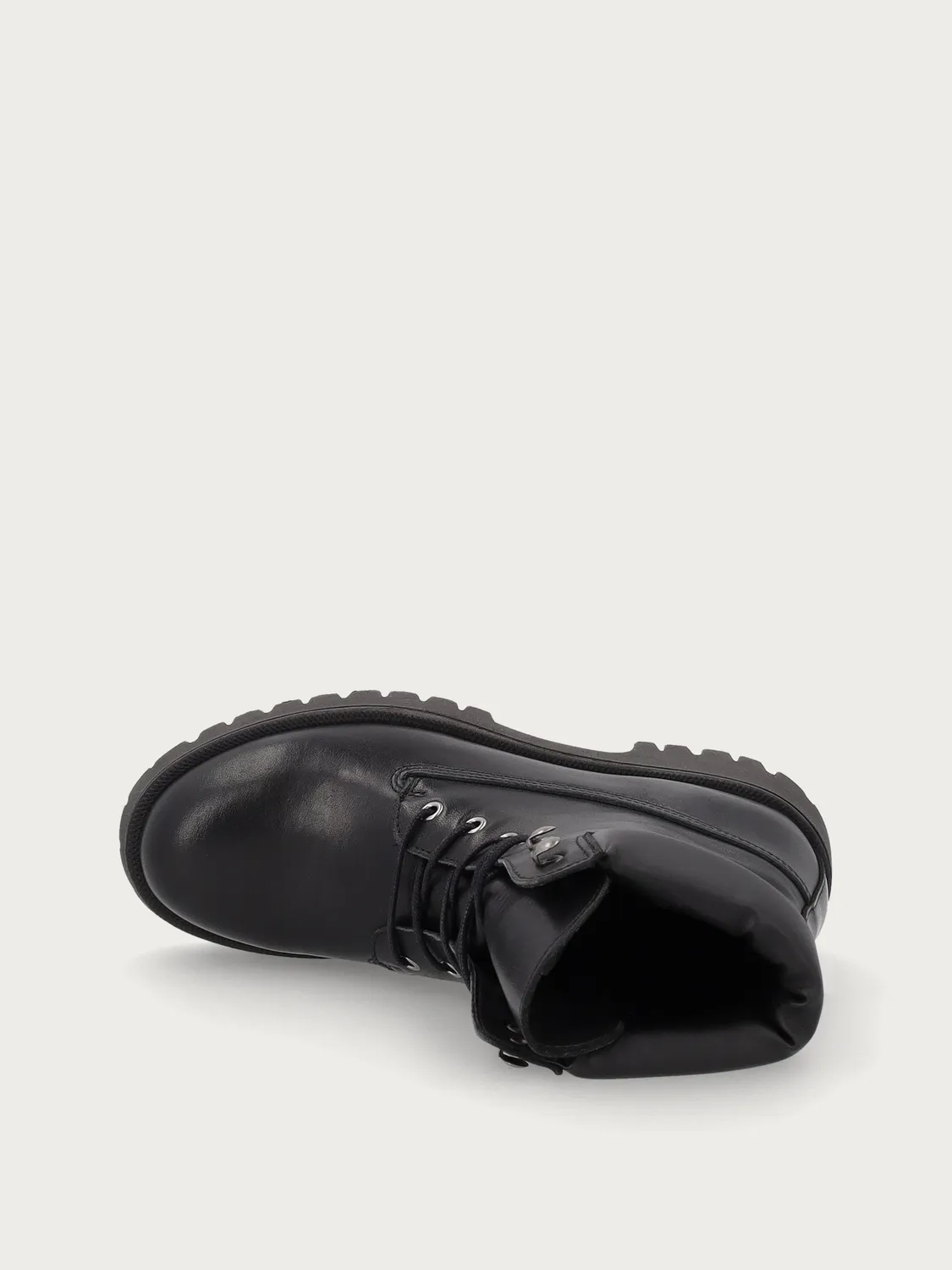 Frau FX zwarte leren veterboots met profielzool