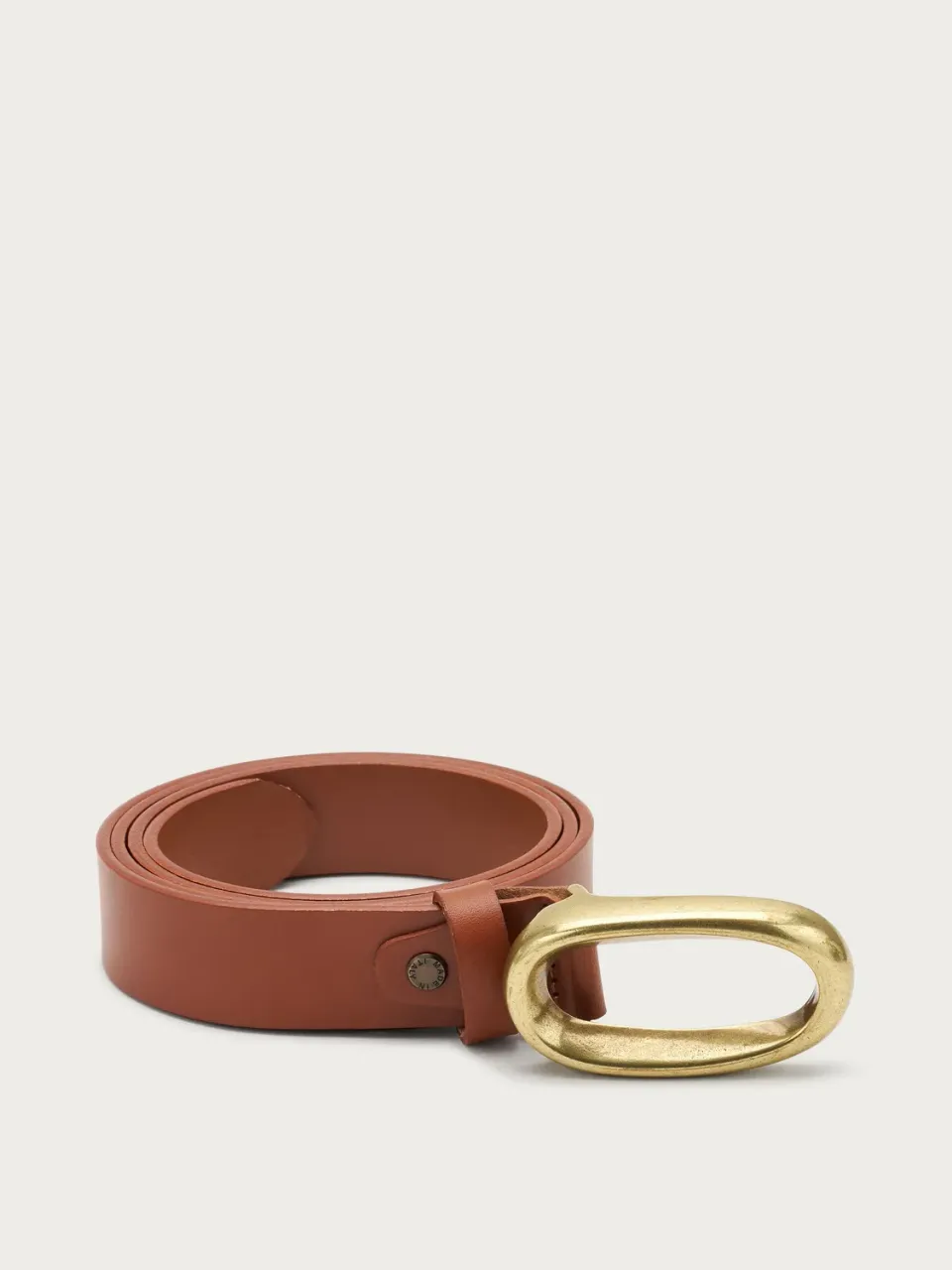 Frau bruine leren riem dames messing gesp