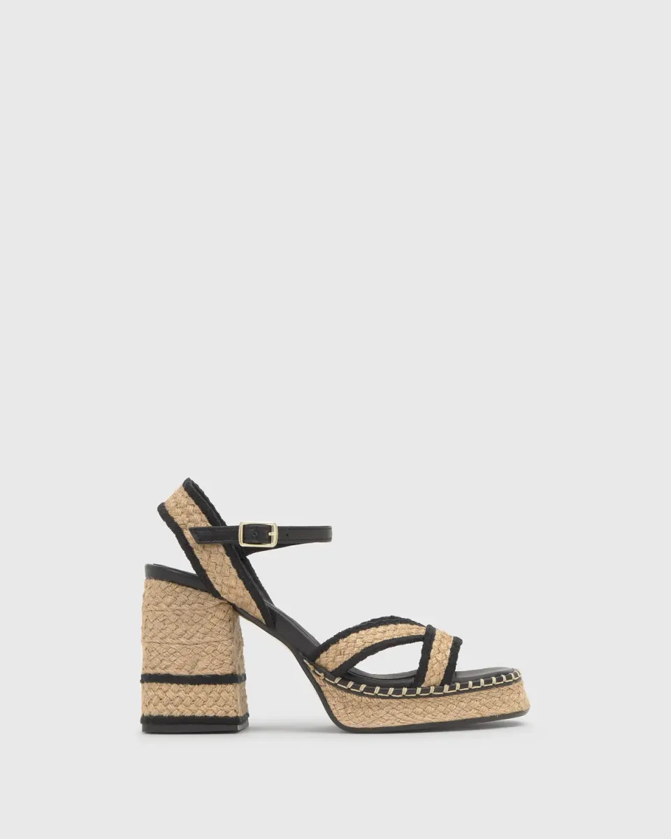 Castaner Vanish/297 sandaal natural/negro jute hak