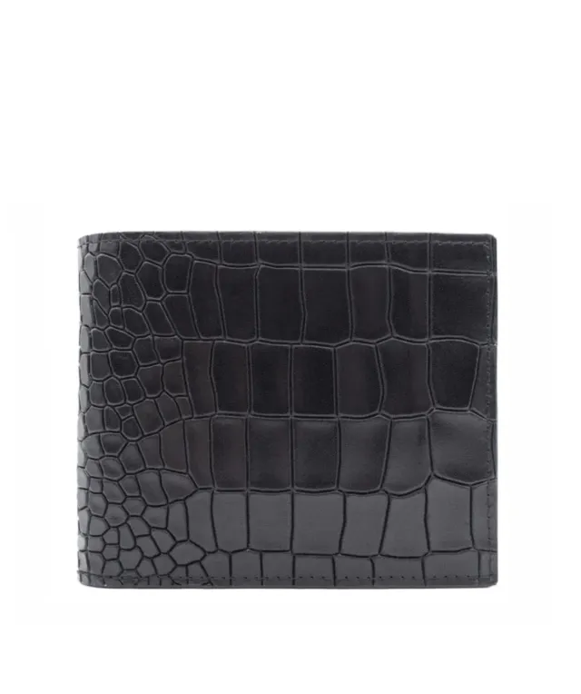 Finsbury Black Croco portemonnee zwart kalfsleer