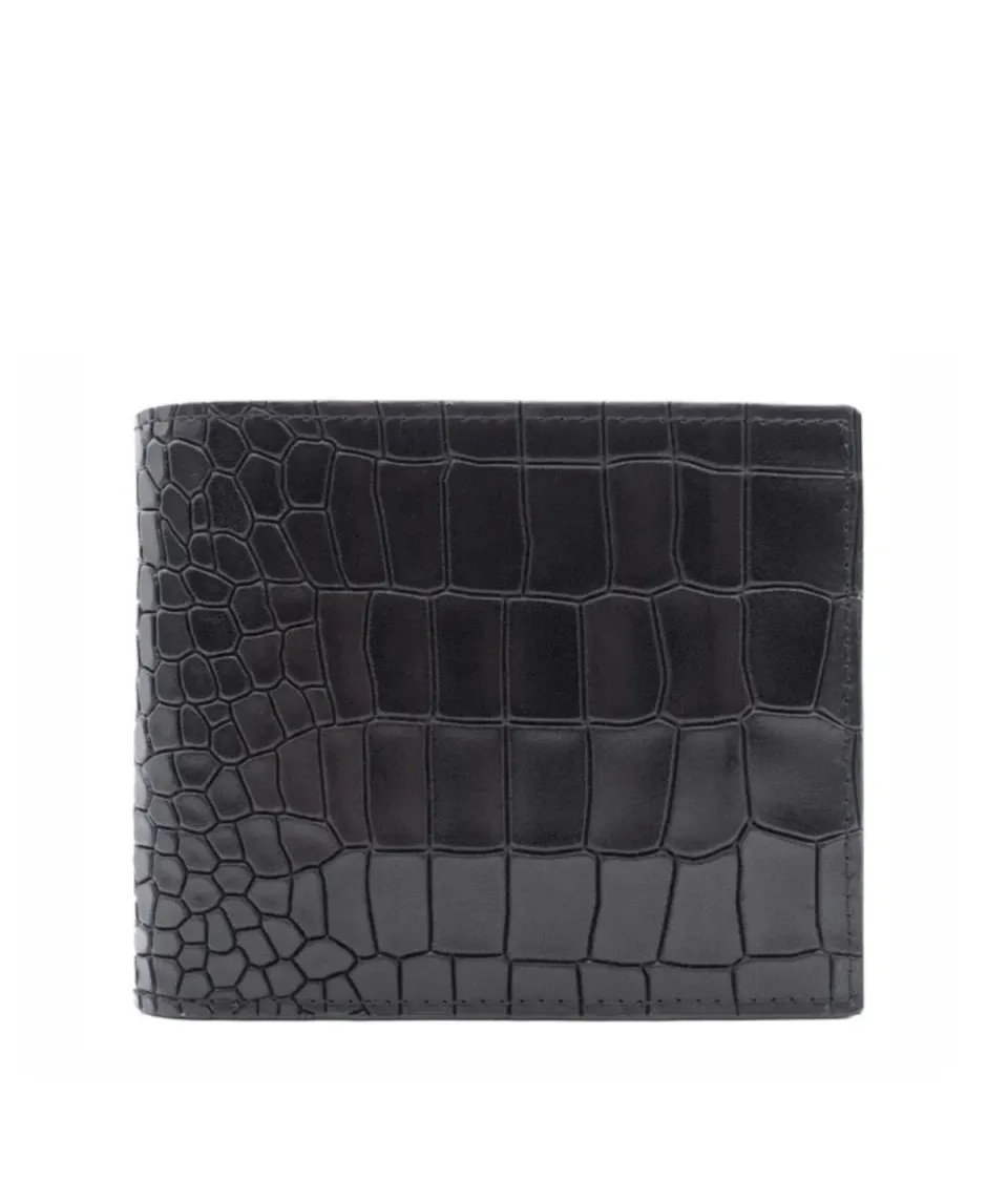 Finsbury Black Croco portemonnee zwart kalfsleer