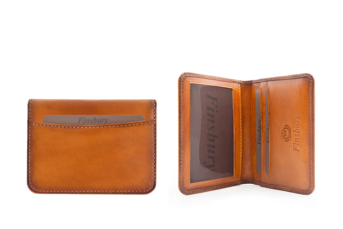 Finsbury Two-Fold Gold leren kaarthouder lichtbruin