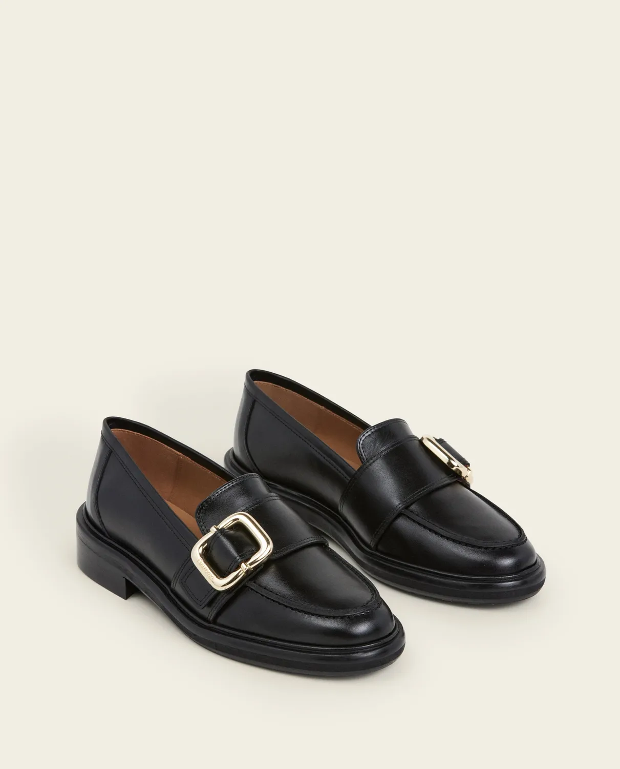 Flattered Aspen loafers zwart leer met gesp