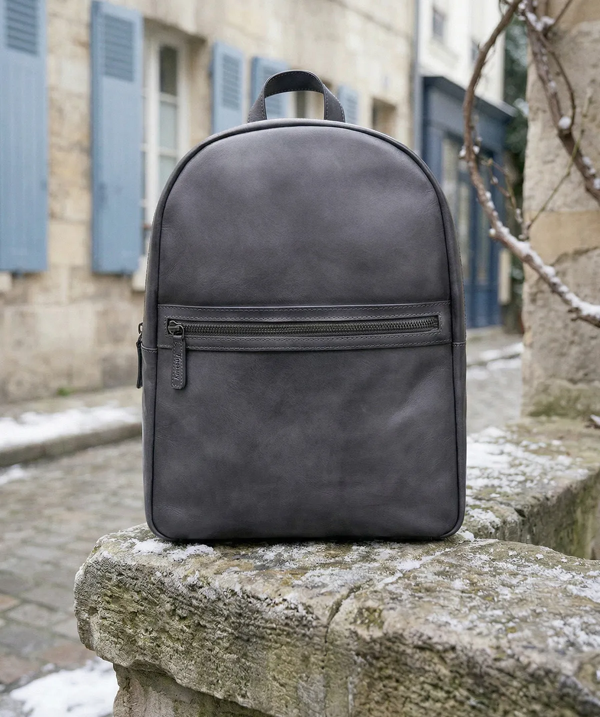Finsbury rugzak grijs gepatineerd leer laptop