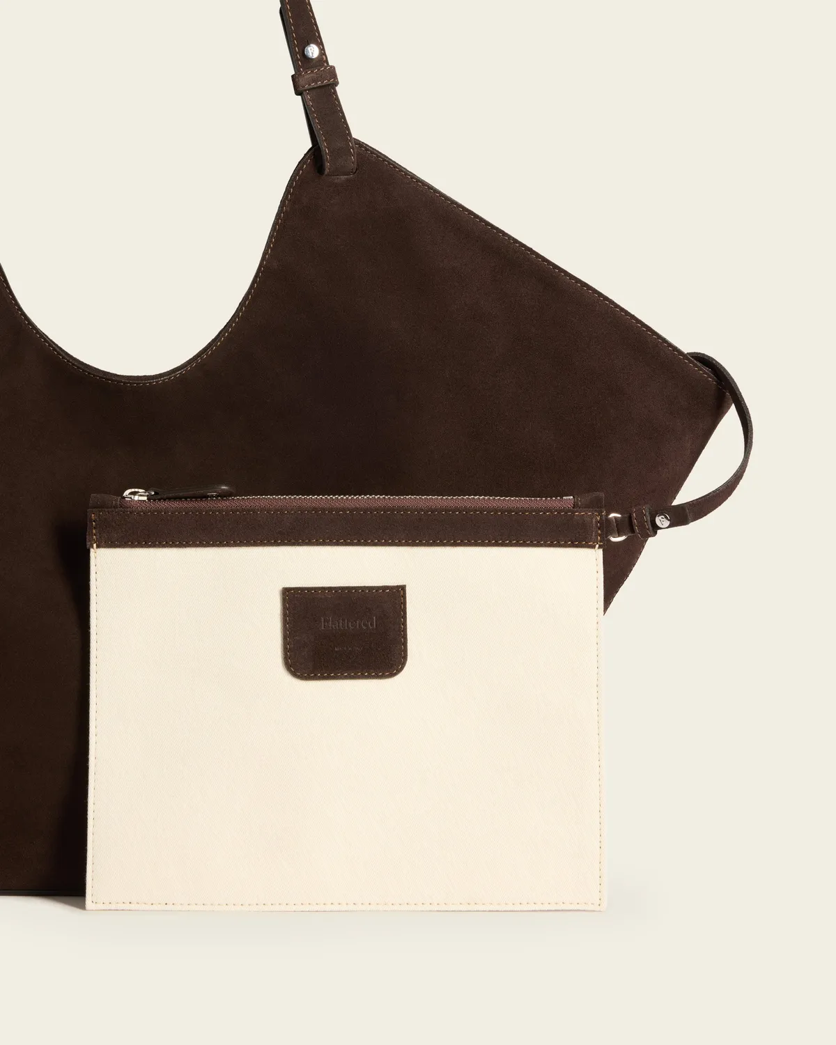 Flattered Dahlia Tote Bag Suede Chocolate shopper