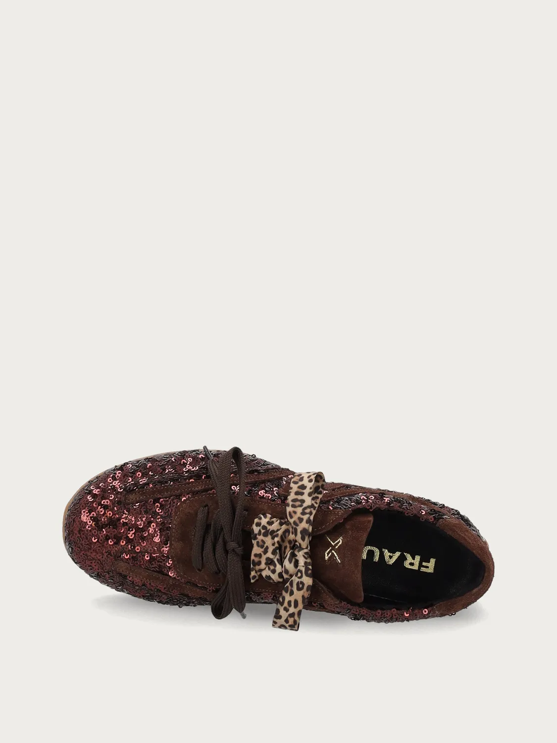 Frau Cross Hybrid bruine pailletten sneakers