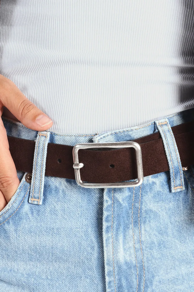 Bryan Stepwise Line riem cacao suède leer 80-90