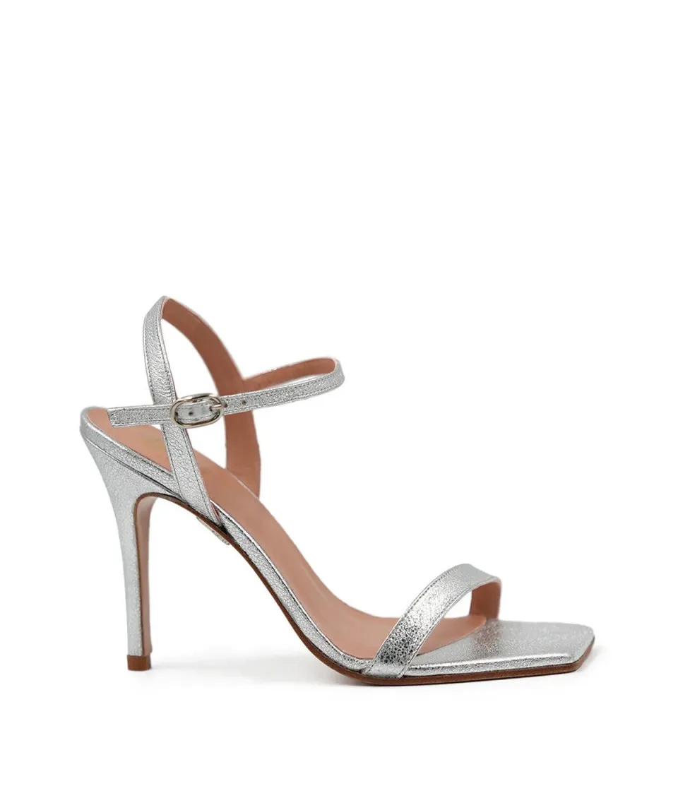 Finsbury Gloria zilveren leren sandaal 9 cm hak