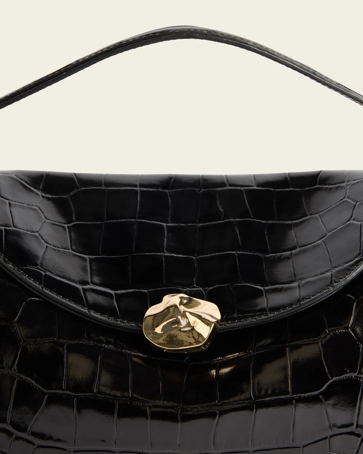 Flattered Hanna Grande handtas zwart croco leer