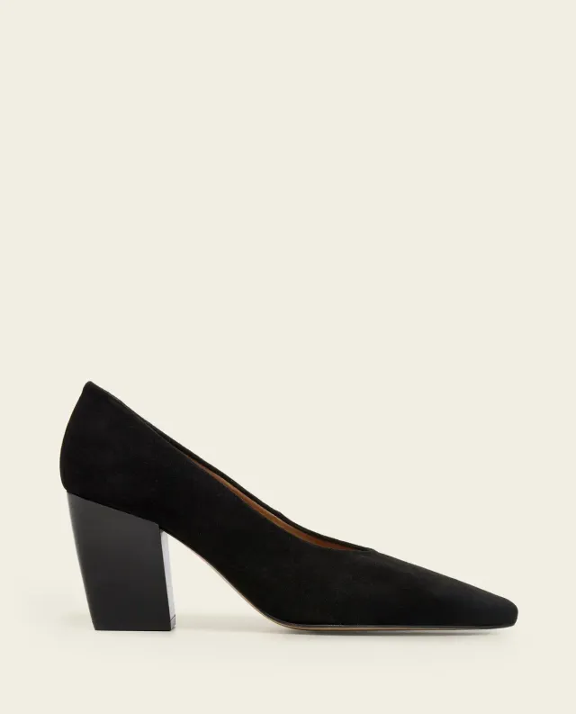 Flattered Angelina 65 suède pumps zwart blokhak