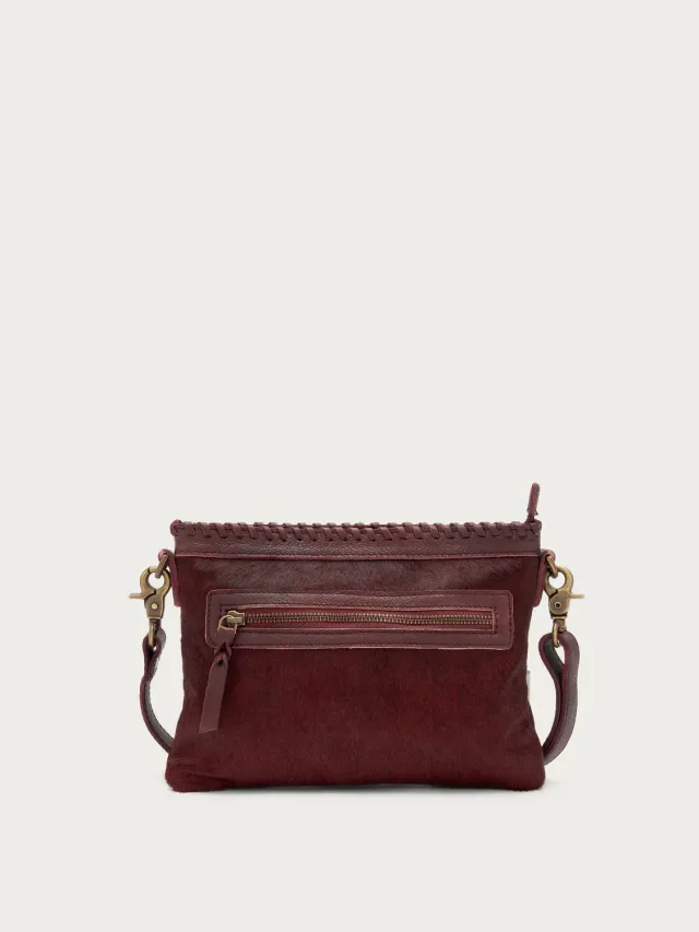 Frau bordeaux crossbody tas pony-effect leer schoudertas