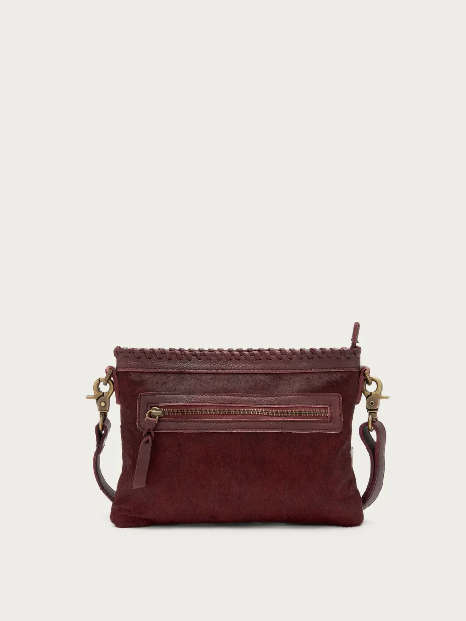 Frau bordeaux crossbody tas pony-effect leer schoudertas