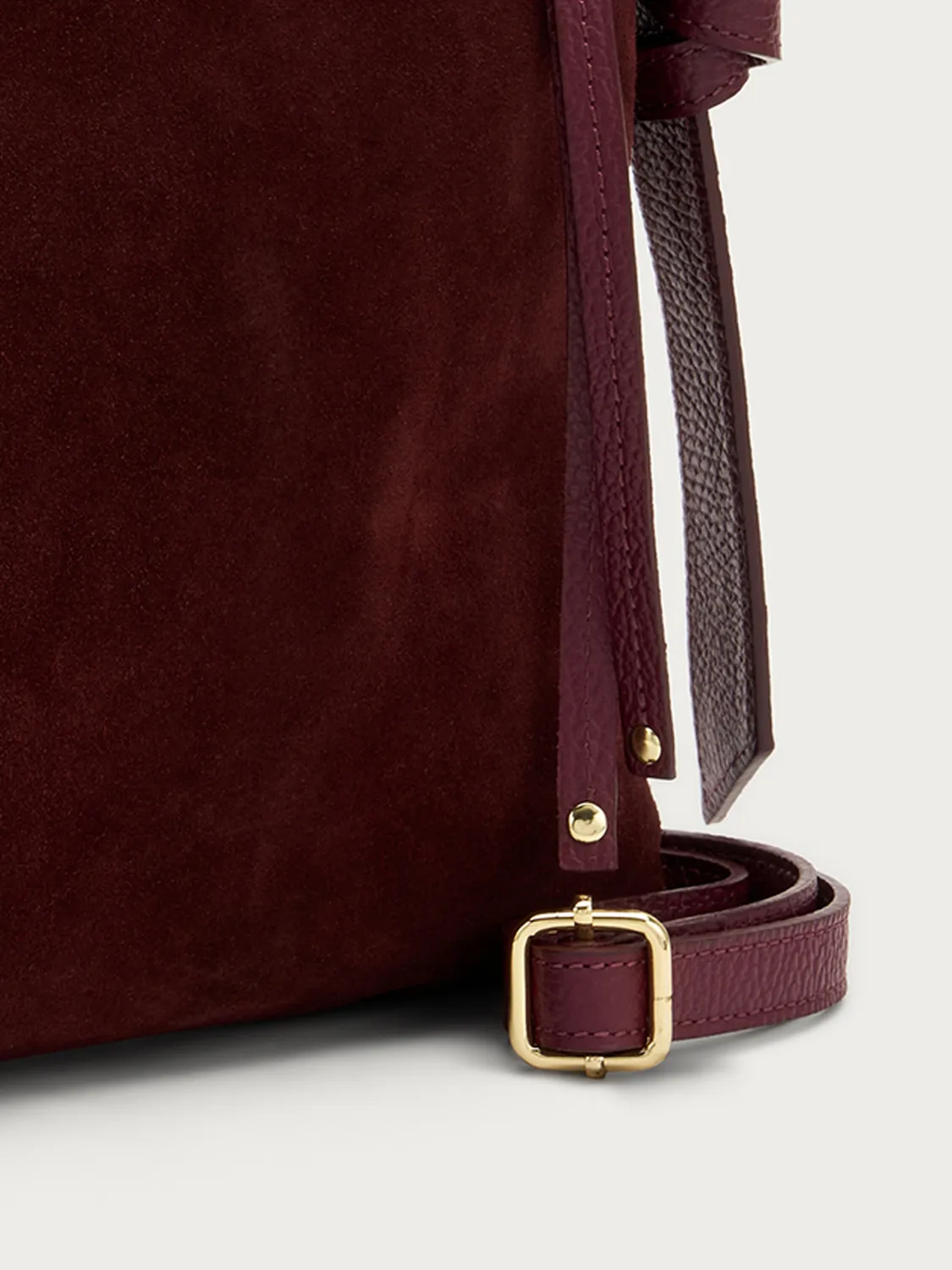 Frau bordeaux suede handtas maxi rechthoekig