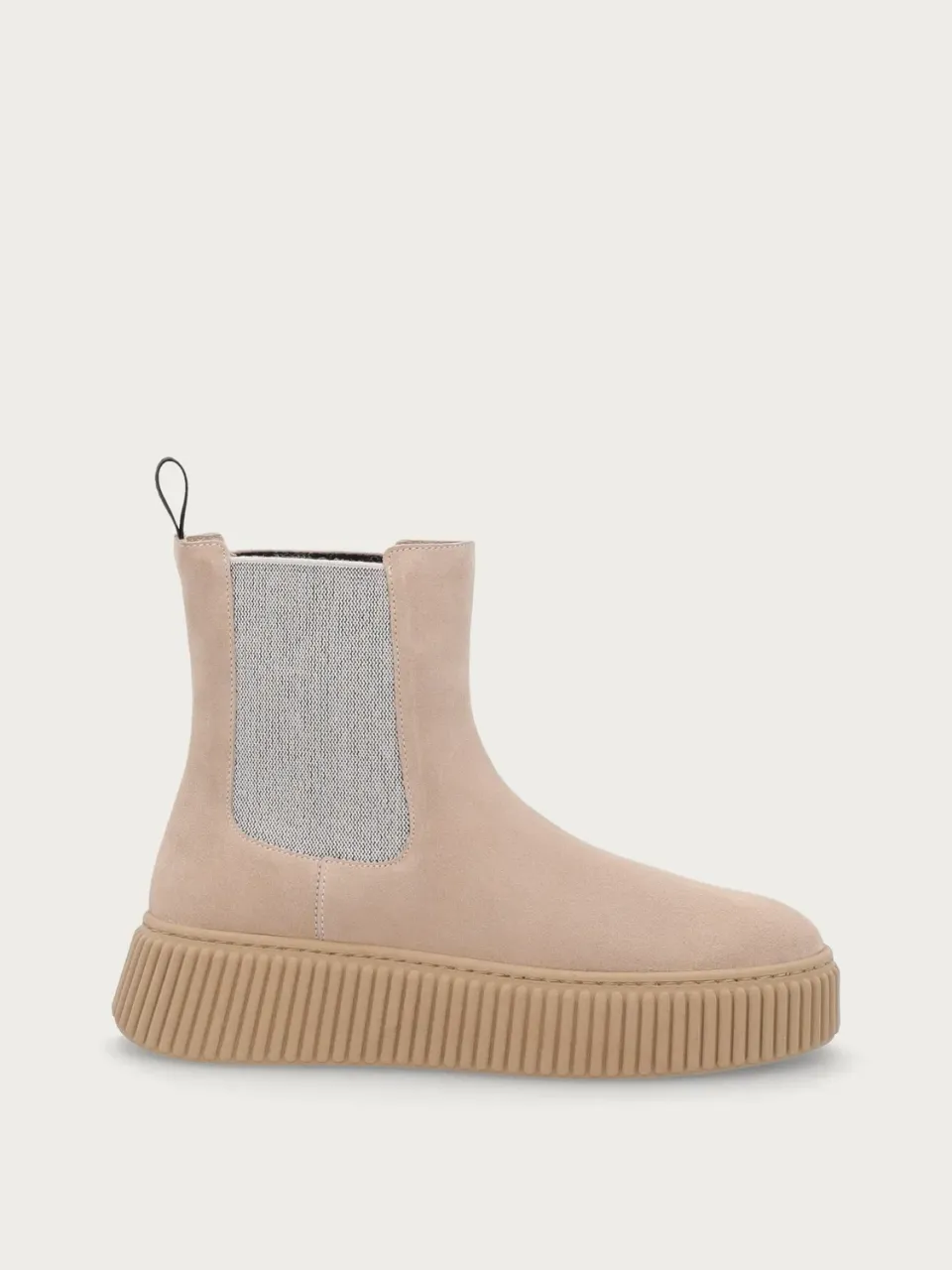 Frau Verona beige suède beatle boots plateau dames