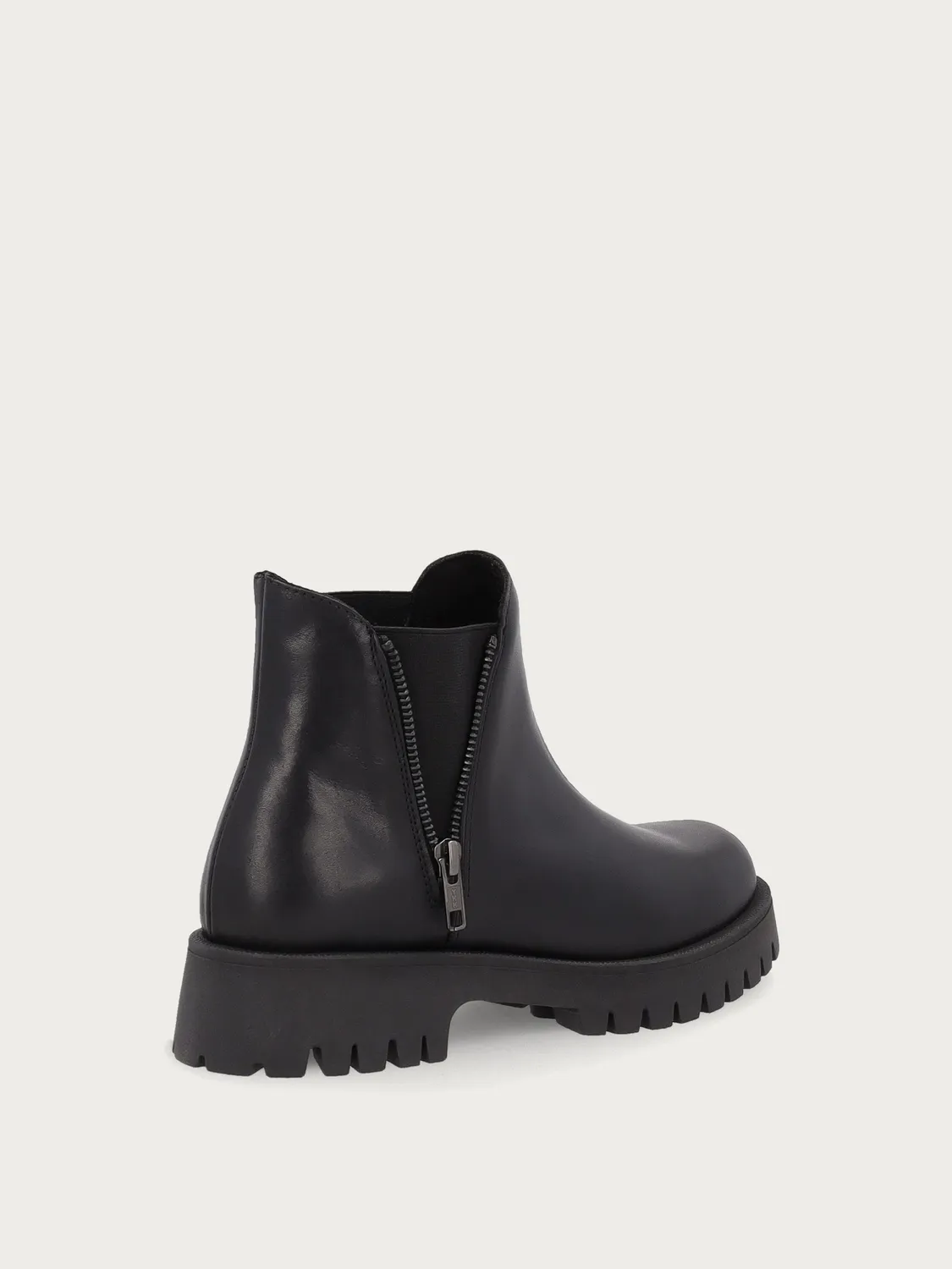 Frau FX zwarte leren beatle boots met profielzool