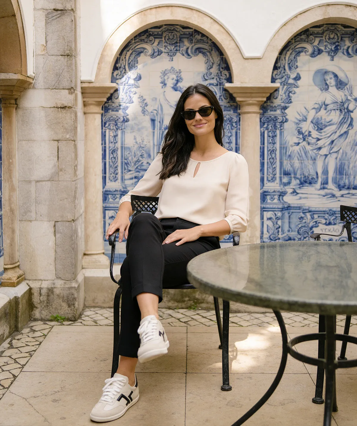 Finsbury MATHILDE sneakers crème zwart leer dames