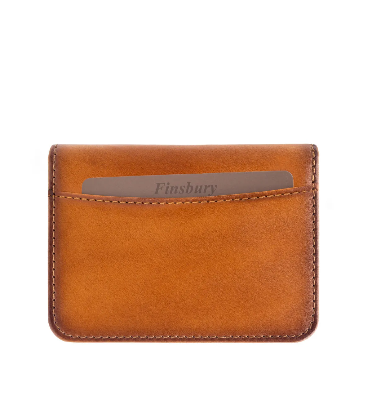 Finsbury Two-Fold Gold leren kaarthouder lichtbruin