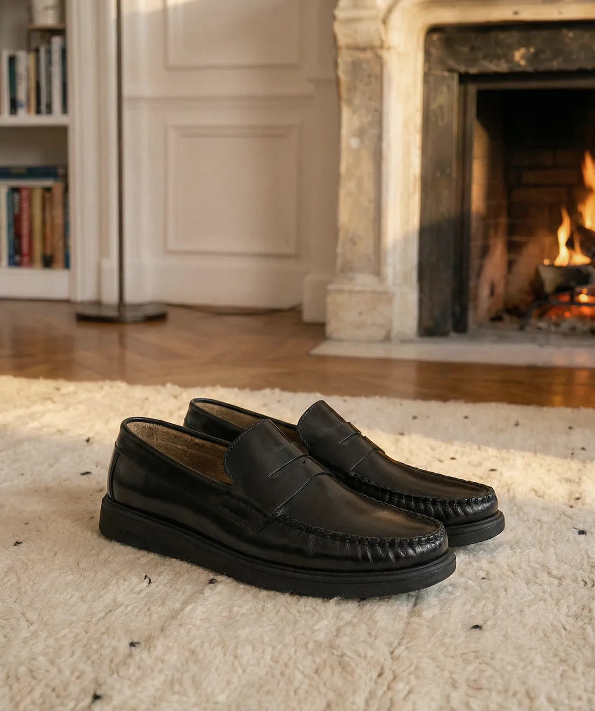 Finsbury EDUARDO zwarte loafers glad leer rubber zool