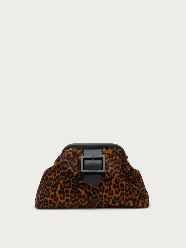 Frau maxi clutch luipaard pony-effect leer