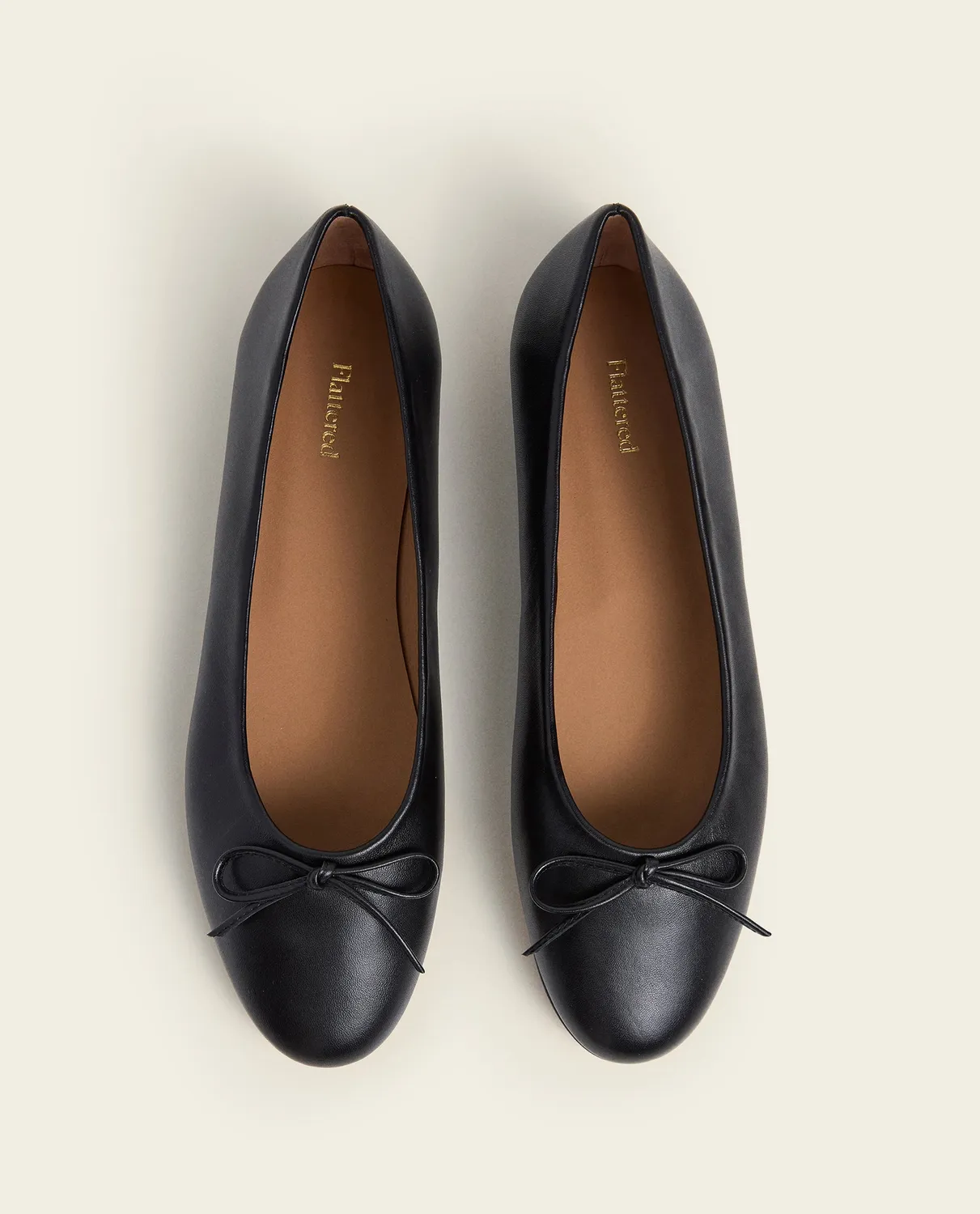 Flattered Pamela ballerina zwart leer ronde neus