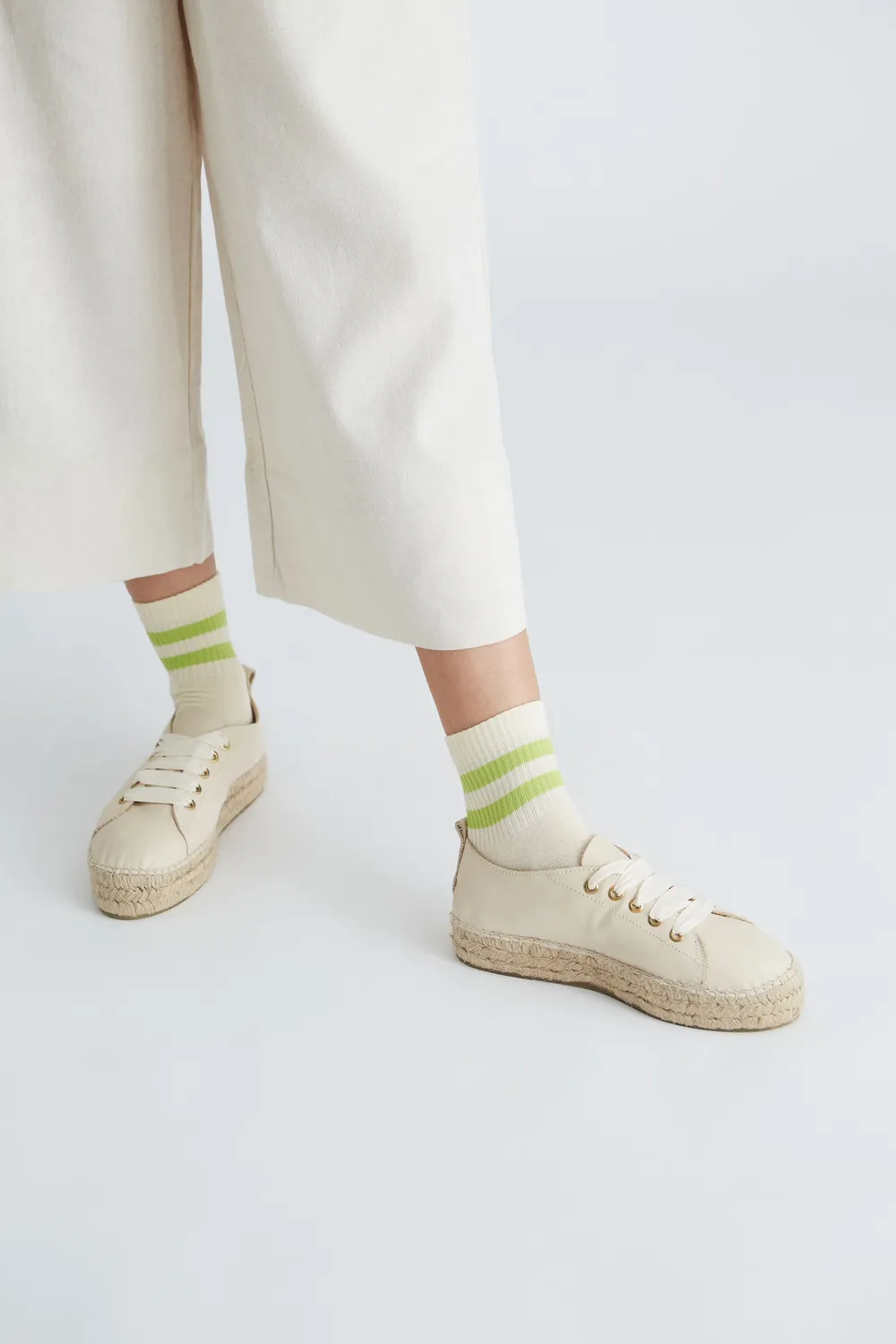 Jutelaune Ivory Sneaker Espadrilles ivoor wild leer
