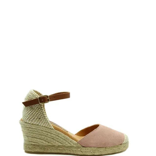 Donelli 7501 espadrilles rose suède hak 5,5 cm