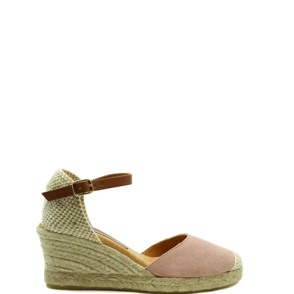 Donelli 7501 espadrilles rose suède hak 5,5 cm