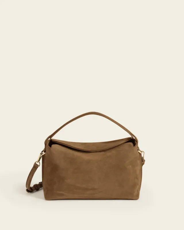 Flattered Hera handtas wet sand suede top-handle