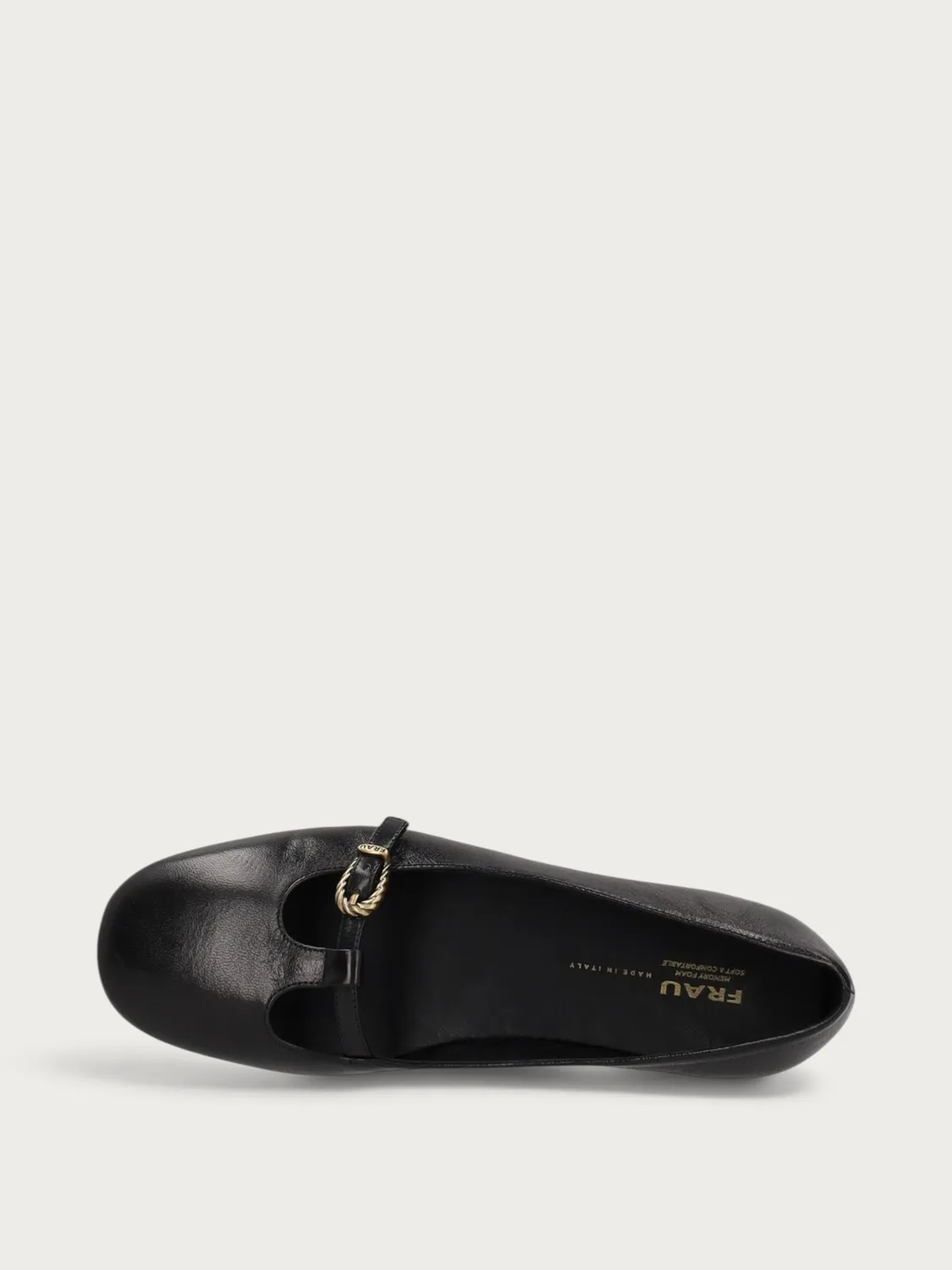Frau Verona zwarte leren T-bar ballerina's vintage