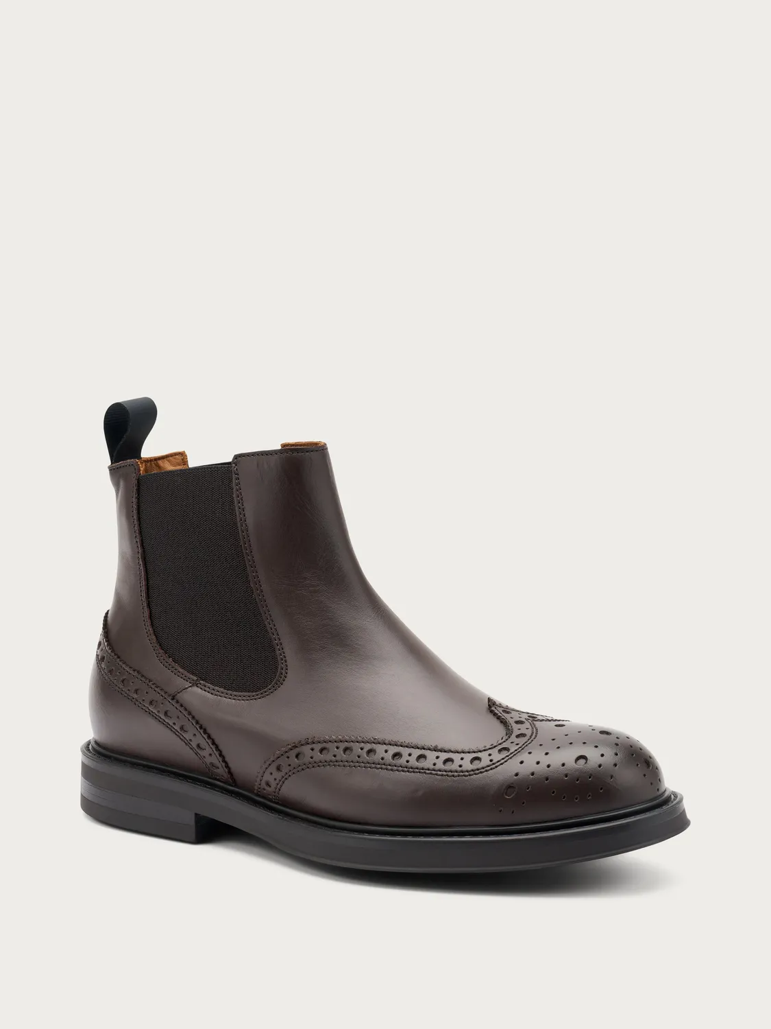 Frau Verona donkerbruine leren wing-tip chelsea boots heren