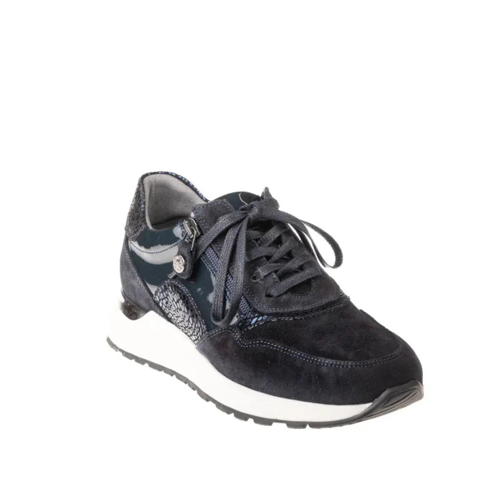 Q Fit 4063H.08.002 blauwe leren veterschoenen rits