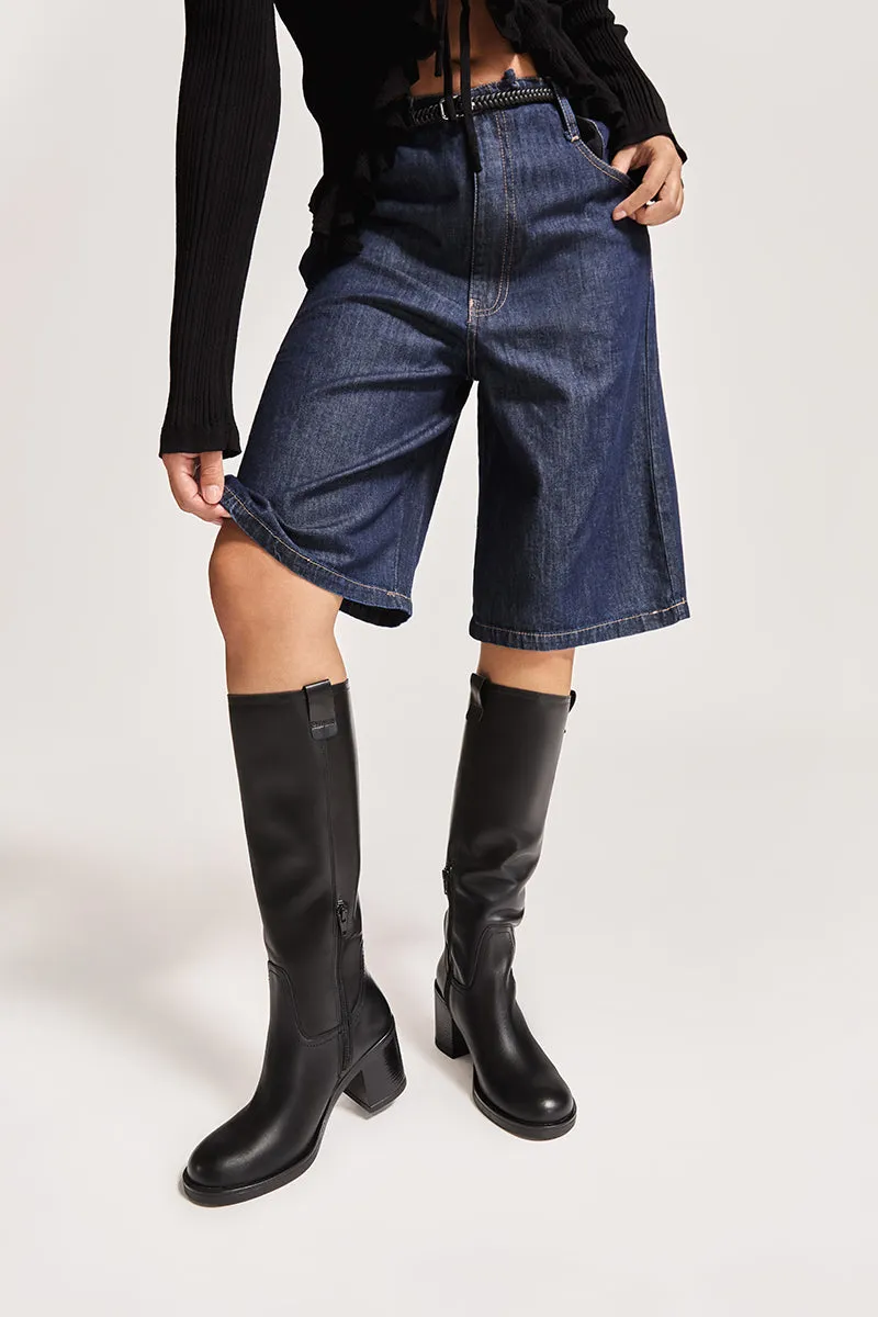 Bryan Stepwise Riber biker boots zwart leer hak