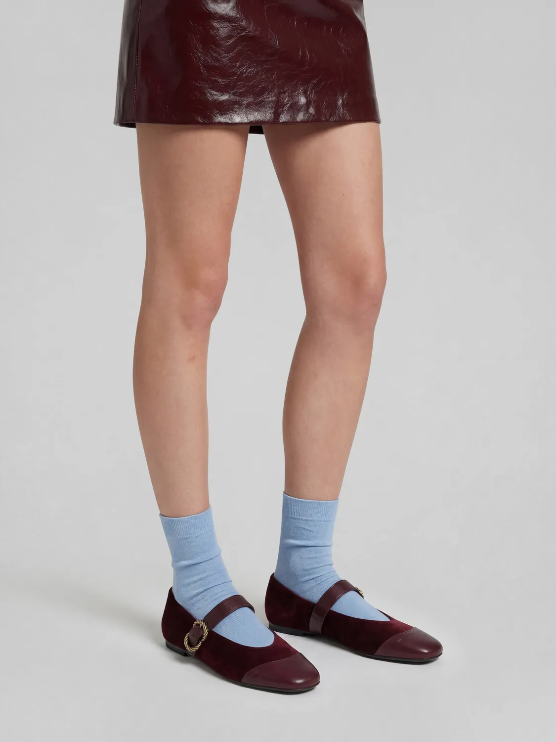 Frau Verona bordeaux suede Mary Jane ballerina's