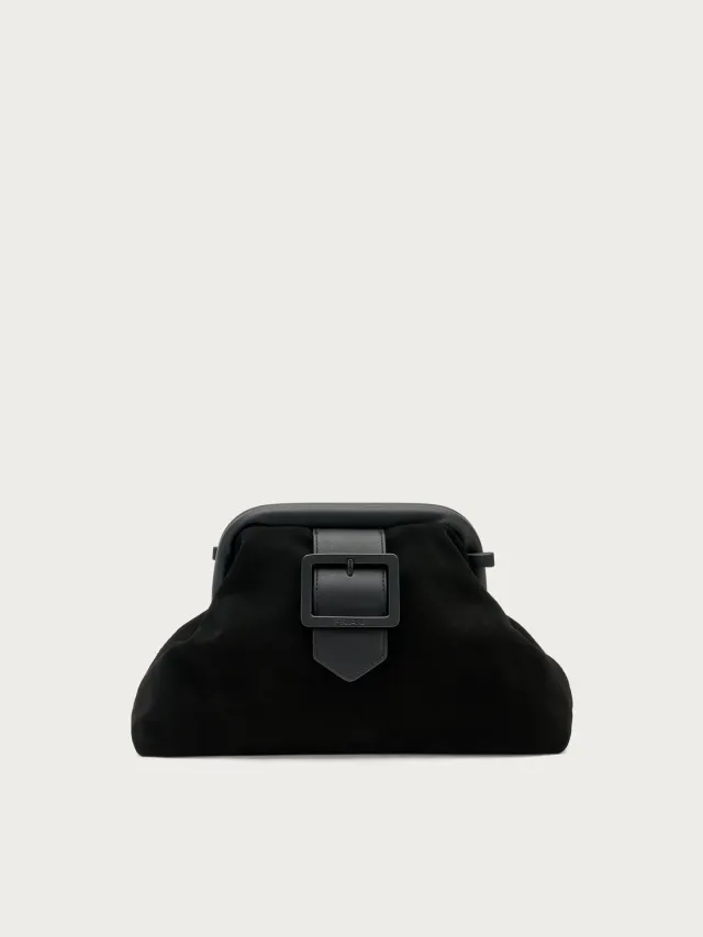 Frau Maxi Clutch Zwart Suède Crossbody